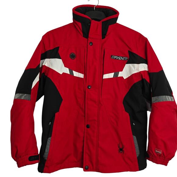 Spyder Ski Snowboard Jacket Mens Small Red Black Entrant Dermizax Hood Vintage - Picture 1 of 16
